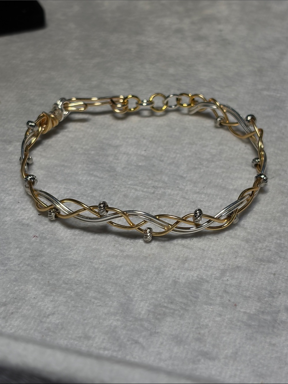 Two-Tone Gold and Silver Twisted Wire Bracelet